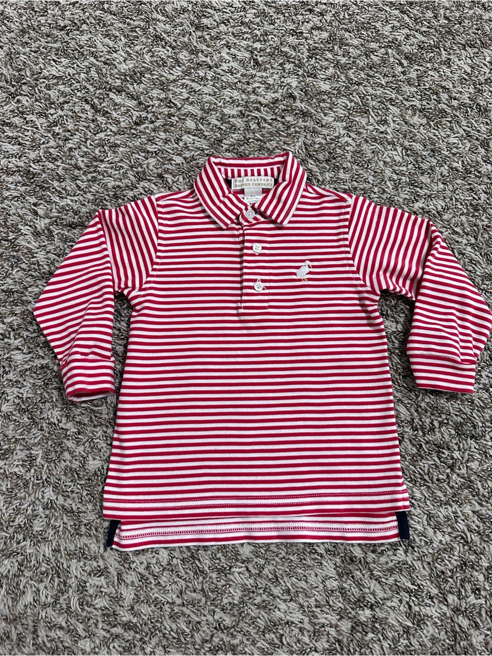 The Beaufort Bonnet Company Red & White Striped Long-Sleeve Polo